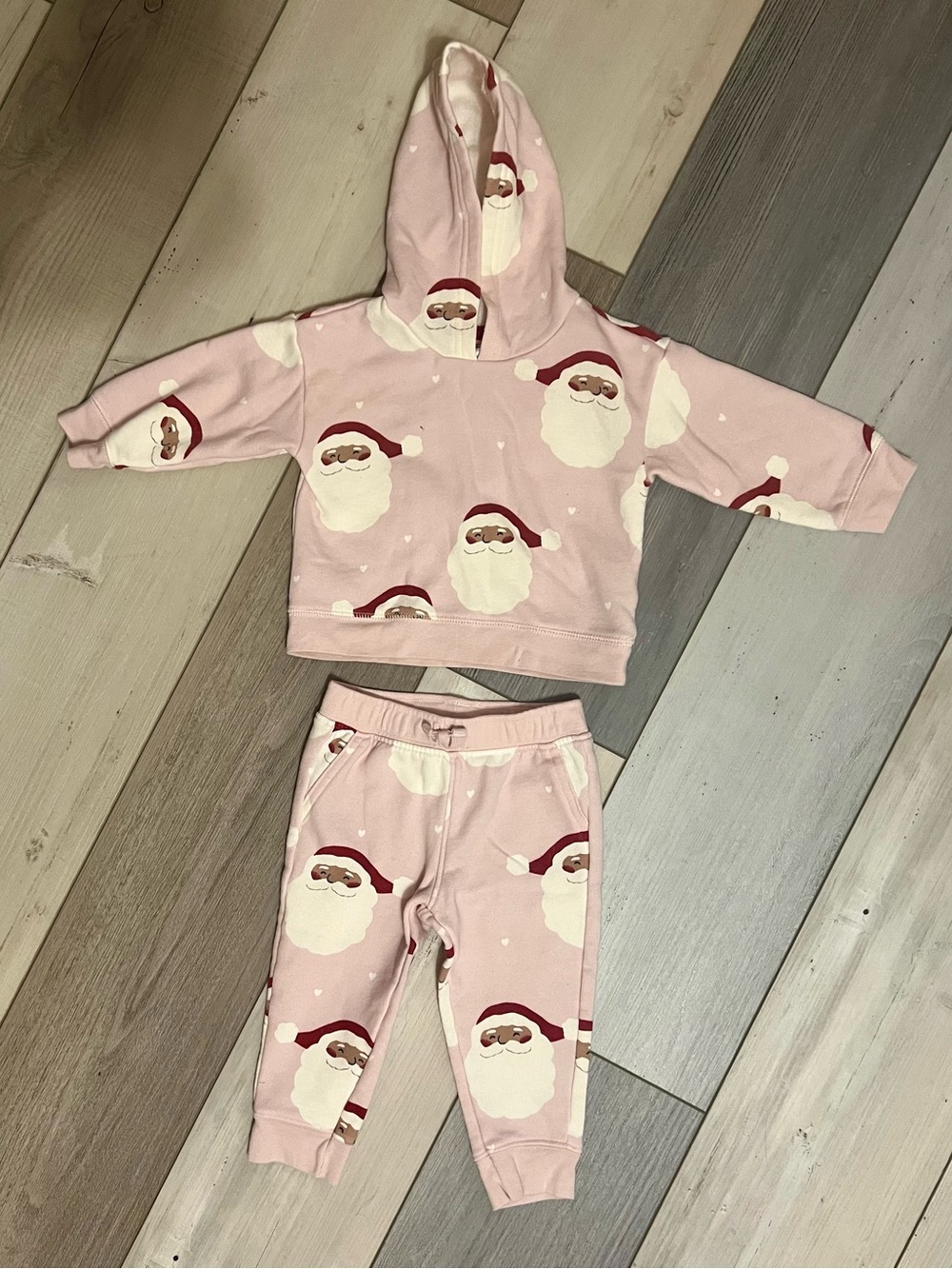 Carter's Light Pink Santa Hoodie & Jogger Pajama Set